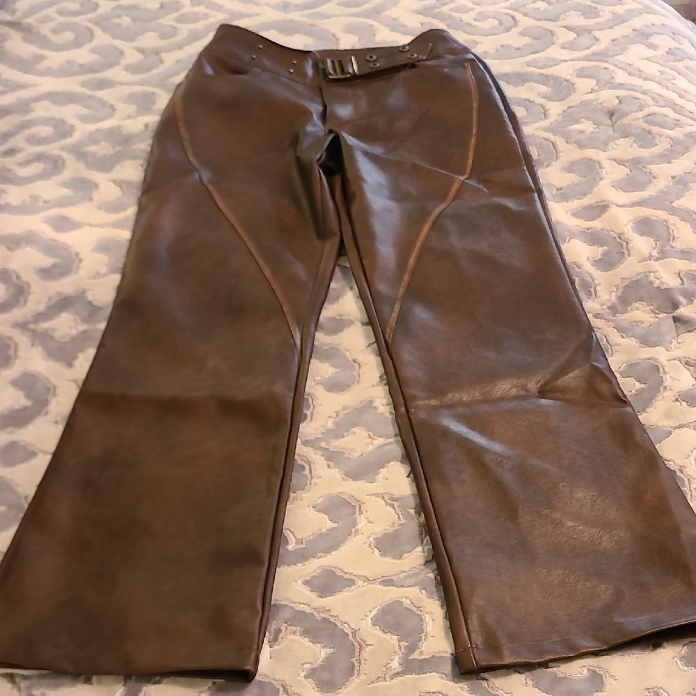 Women's Brown Leather Jeans